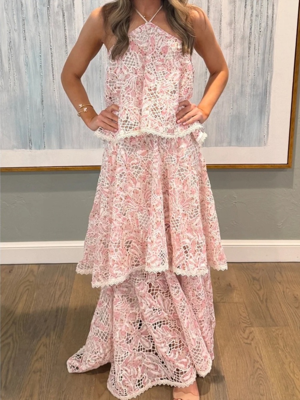 Elliatt Valencia Lace Tiered Halter Maxi Dress - Picture 3 of 15